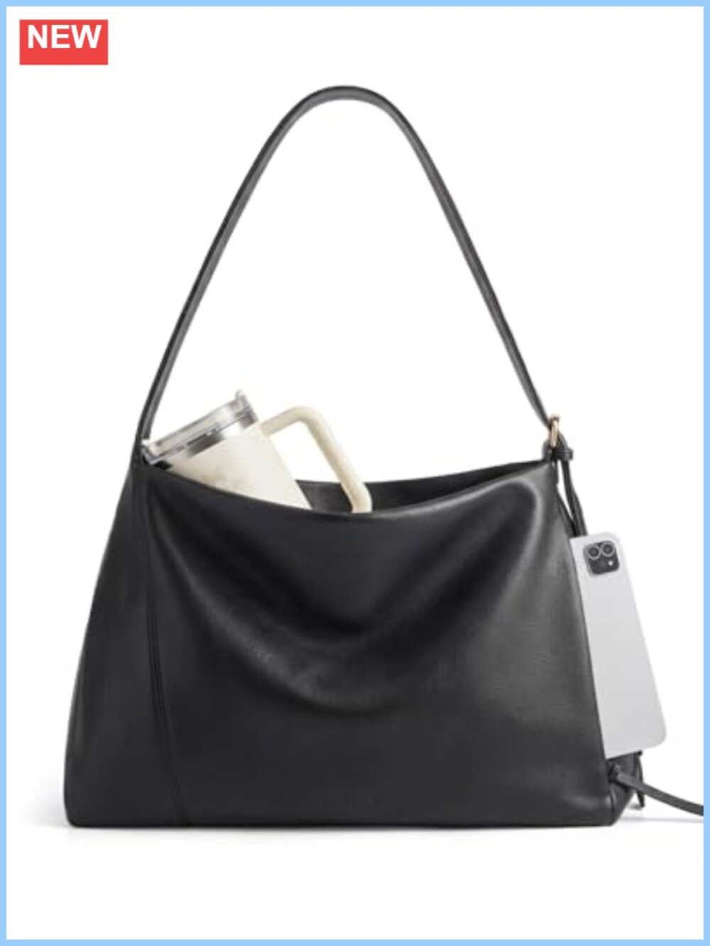 Hobo Bag Leather Tote Shoulder Crossbody Purse 3-Way Wear